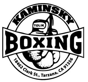 Kaminsky Boxing logo — boxing glove badge, 18462 Clark St, Tarzana